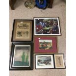 SIX VINTAGE PRINTS, ARTHUR SARNOFF, PHIL MAY, SIMKIN, AND MORE, THE LARGEST 53 X 43CM