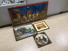 FOUR TAPESTRY PICTURES, THE LARGEST 102 X 54CM