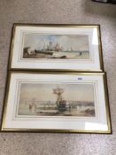 WILLIAM CALLCOT KNELL (1830-1876) TWO WATERCOLOURS BOTH COSTAL SCENES, 770 X 43CM