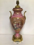 HANDPAINTED SERVERS GILT TWIN HANDLE VASE CONVERTED INTO A LAMP