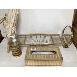 MIXED GILT METAL ITEMS, HANDKERCHIEF BOX, AND MORE