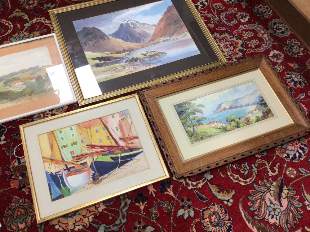 FOUR FRAMED AND GLAZED WATERCOLOURS, E GRIEG, HALL, RUDD, AND MORE, THE LARGEST 69 X 56CM - Image 2 of 9