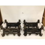 TWO PAIRS OF BLACK WROUGHT IRON WALL LIGHTS