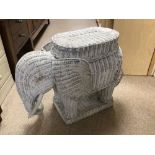 WHITE WICKER MODEL OF AN ELEPHANT 74 X 57CM