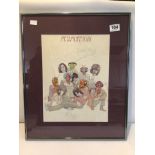 AUTOGRAPHED ROLLING STONES METAMORPHOSIS FRAMED AND GLAZED PRINT. NO PROVENANCE. CHARLIE WATTS, BILL