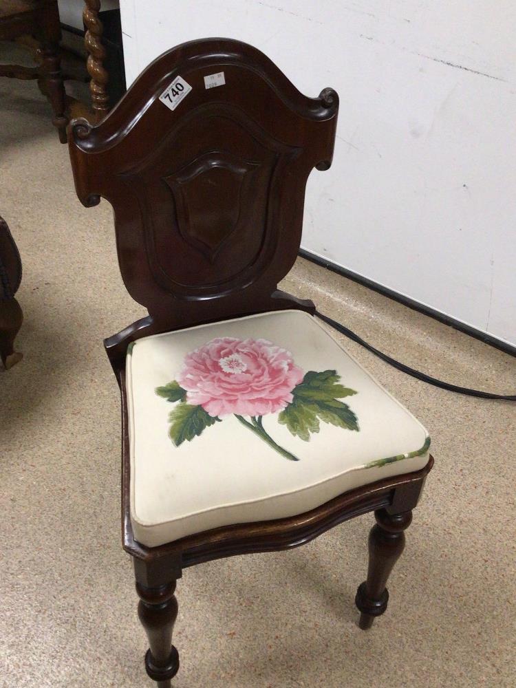 VINTAGE ROSEWOOD SHIELD BACK HALL CHAIR