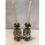 PAIR OF PINEAPPLE-SHAPED CANDLEHOLDERS.