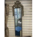 VINTAGE HALL MIRROR, BEVELLED EDGED METAL SURROUND