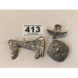 THREE STERLING SILVER SCOTTISH BROOCHES