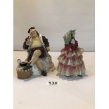 TWO ROYAL DOULTON FIGURINES. ‘OLD KING COLE’ HN2217 AND ‘THE HINGED PARASOL’ HN1578. BOTH A/F.