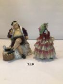 TWO ROYAL DOULTON FIGURINES. ‘OLD KING COLE’ HN2217 AND ‘THE HINGED PARASOL’ HN1578. BOTH A/F.