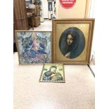 THREE RELIGIOUS/ICON PICTURES, THE LARGEST, 63 X 75CM