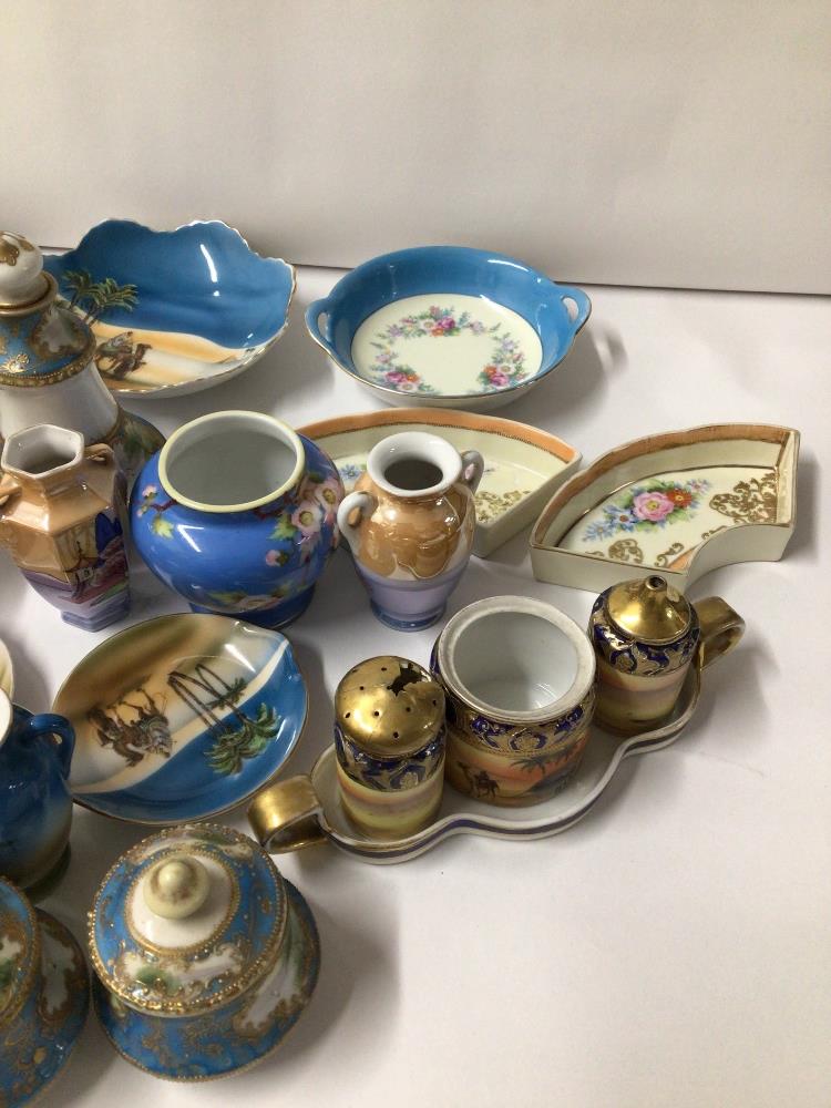 MIXED COLLECTION OF NORITAKE WARE INCLUDING A SET OF THREE TOILET BOTTLES AND SOME DECORATED - Image 2 of 6