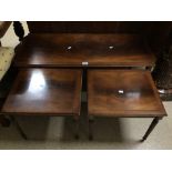 MAHOGANY NEST OF THREE TABLES, 111 X 45CM