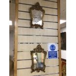 PAIR OF GILT METAL WALL MIRRORS 35 X 22CM