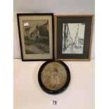 BARRIE PAYNE SIGNED PRINT, ONE INDISTINCTLY SIGNED TITLED ‘WASHING DAY’ AND ONE OTHER.