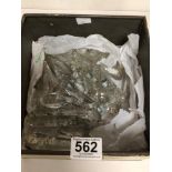 BOX OF CUT GLASS CHANDELIER PIECES