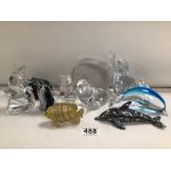 QUANTITY OF GLASS SCULPTURED ANIMALS AND MORE, ROYAL DOULTON WEDGEWOOD AND MORE