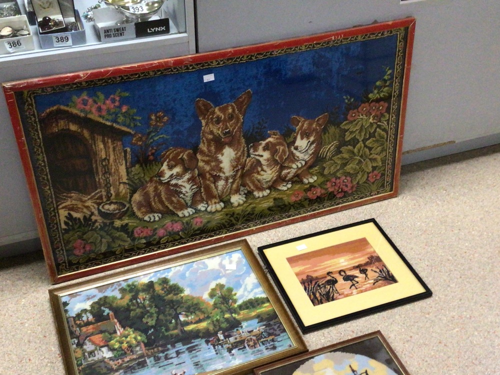 FOUR TAPESTRY PICTURES, THE LARGEST 102 X 54CM - Image 3 of 6