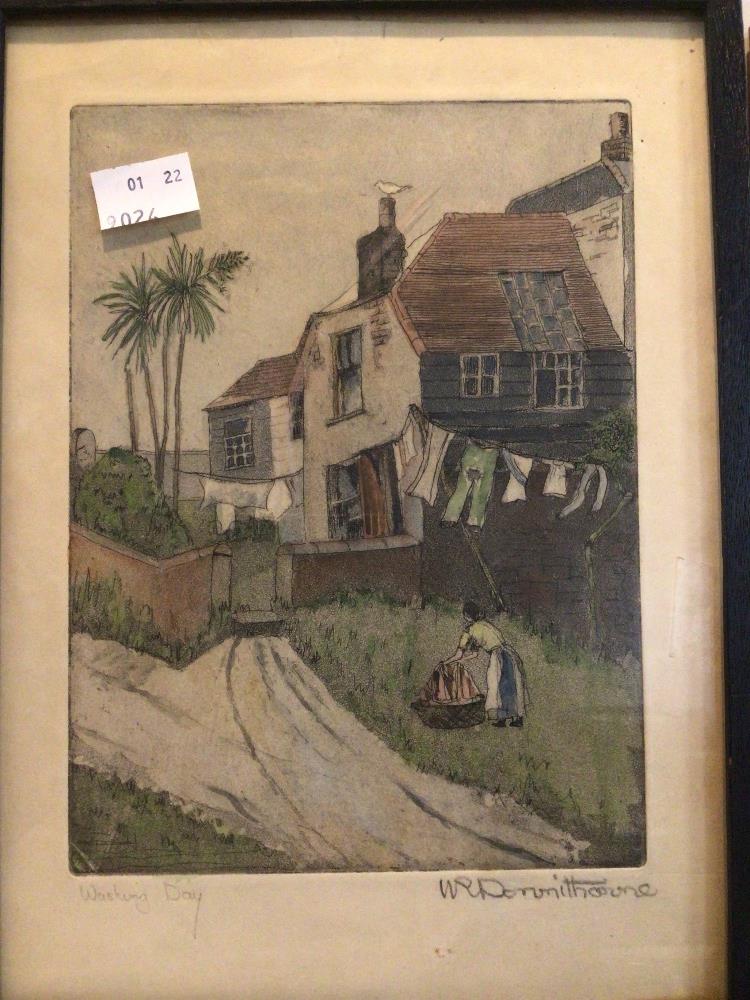 BARRIE PAYNE SIGNED PRINT, ONE INDISTINCTLY SIGNED TITLED ‘WASHING DAY’ AND ONE OTHER. - Image 2 of 7