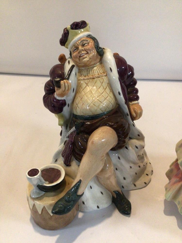 TWO ROYAL DOULTON FIGURINES. ‘OLD KING COLE’ HN2217 AND ‘THE HINGED PARASOL’ HN1578. BOTH A/F. - Image 3 of 4