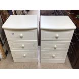 PAIR OF MODERN WHITE THREE DRAWER BEDSIDE CHESTS