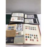 TWO ALBUMS OF FIRST DAY COVERS MAINLY SOUTH AFRICA ALOS EARLY POSTCARDS AND STAMPS 19TH CENTURY