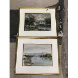 TWO SIGNED AND DATED 19TH CENTURY FRENCH WATERCOLOURS, WITH GILT FRAMES AND ONE GLAZED. ONE A/F.