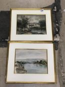 TWO SIGNED AND DATED 19TH CENTURY FRENCH WATERCOLOURS, WITH GILT FRAMES AND ONE GLAZED. ONE A/F.