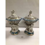 TWO MEISSEN STYLE LIDDED TUREENS, 31CM