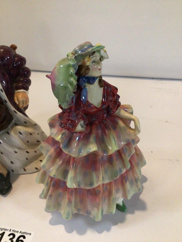 TWO ROYAL DOULTON FIGURINES. ‘OLD KING COLE’ HN2217 AND ‘THE HINGED PARASOL’ HN1578. BOTH A/F. - Image 2 of 4