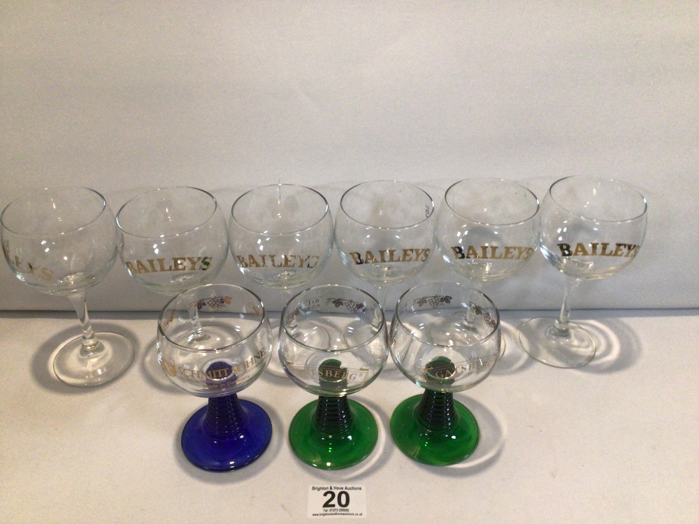 MIXED COLLECTION OF BRANDED LEADED STEM GLASSES, THREE COLOURED. SET OF SIX BAILEYS, PAIR OF - Image 3 of 3