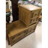 MODERN OAK FOUR DRAWER COFFEE TABLE WITH A TWO DRAWER CHEST