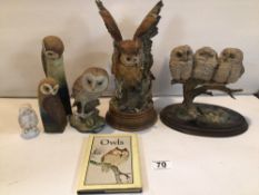 SMALL COLLECTION OF CERAMIC OWL FIGURINES/SCULPTURES. INCLUDES GOEBEL AND MORE. TOGETHER WITH OWLS