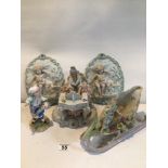 SANDIZELL PORCELAIN FIGURINE OF A WOMAN PLAYING PIANO, MEISSEN PORCELAIN FIGURE OF TWO YOUNG BOYS,