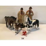 TWO ROYAL FIGURES, ‘THE SHEPHERD’ HN1975 AND ‘LAMBING TIME’ HN1890. TOGETHER WITH FOUR BESWICK