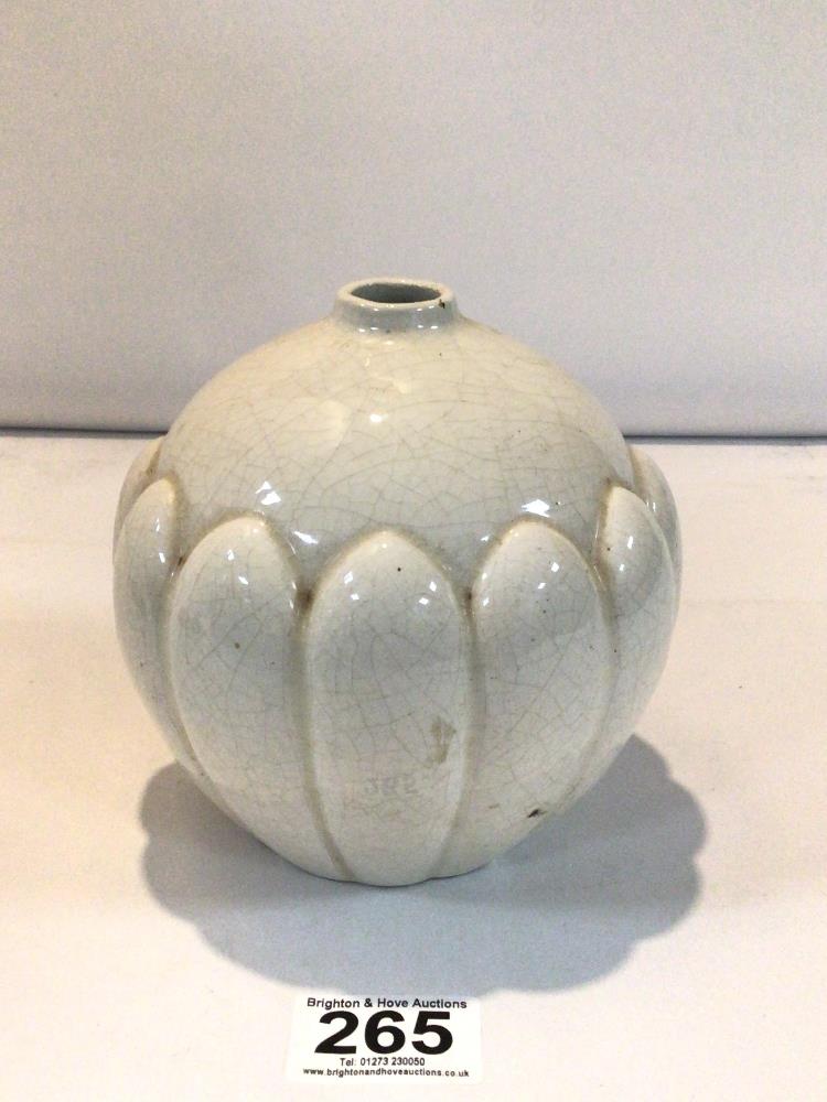 FRENCH ART DECO 1930S SAINT CLEMENT GEOMETRIC CRACKLE GLAZE CERAMICS VASE 14CM