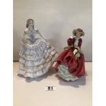 TWO PORCELAIN FIGURINES. ROYAL DOULTON ‘TOP O’ THE HILL’ HN1834 AND ROYAL WORCESTER ‘BELLE OF THE