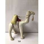 STUFFED FAUX LEATHER CAMEL FIGURINE. 31CM X 28CM.