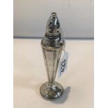 STERLING SILVER TALL PEPPER OF TAPERED FORM 15CM. TOTAL WEIGHT 135 GRAMS