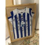 SIGNED BRIGHTON AND HOVE ALBION SHIRT, SIZE 40 FRAMED AND GLAZED