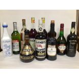 BOTTLE OF ALCOHOL, PERNOD, DUBONNET, LAMBS RUM, AND MORE