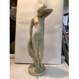 PLASTER SCULPTURE OF A NUDE COURTESAN. 63CM HIGH. A/F.