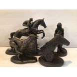 FOUR SIGNED BONDED BRONZED SCULPTURES. HARRIET GLEN, JEANNE RYNHART, OLIVER TUPTON, AND ONE MORE.