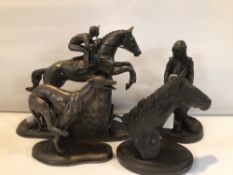 FOUR SIGNED BONDED BRONZED SCULPTURES. HARRIET GLEN, JEANNE RYNHART, OLIVER TUPTON, AND ONE MORE.