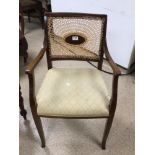 VINTAGE CANE BACK ARM CHAIR