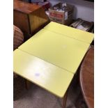 RETRO 1960S YELLOW DROPLEAF FORMICA KITCHEN TABLE