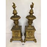 PAIR OF FRENCH GILT PLINTHS (FIRE DOGS), 44CM