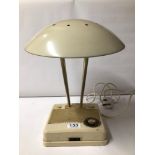RETRO 1960’S JOSEPH LUCAS ART DECO-STYLED DESK LAMP & TRANSISTOR RADIO.
