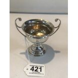 HALLMARKED SILVER TWIN HANDLED TROPHY CUP 1938 BY T AND S, 50 GRAMS, 10CM